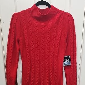JH Collectibles Red Long Sleeve Cable Knit Dress